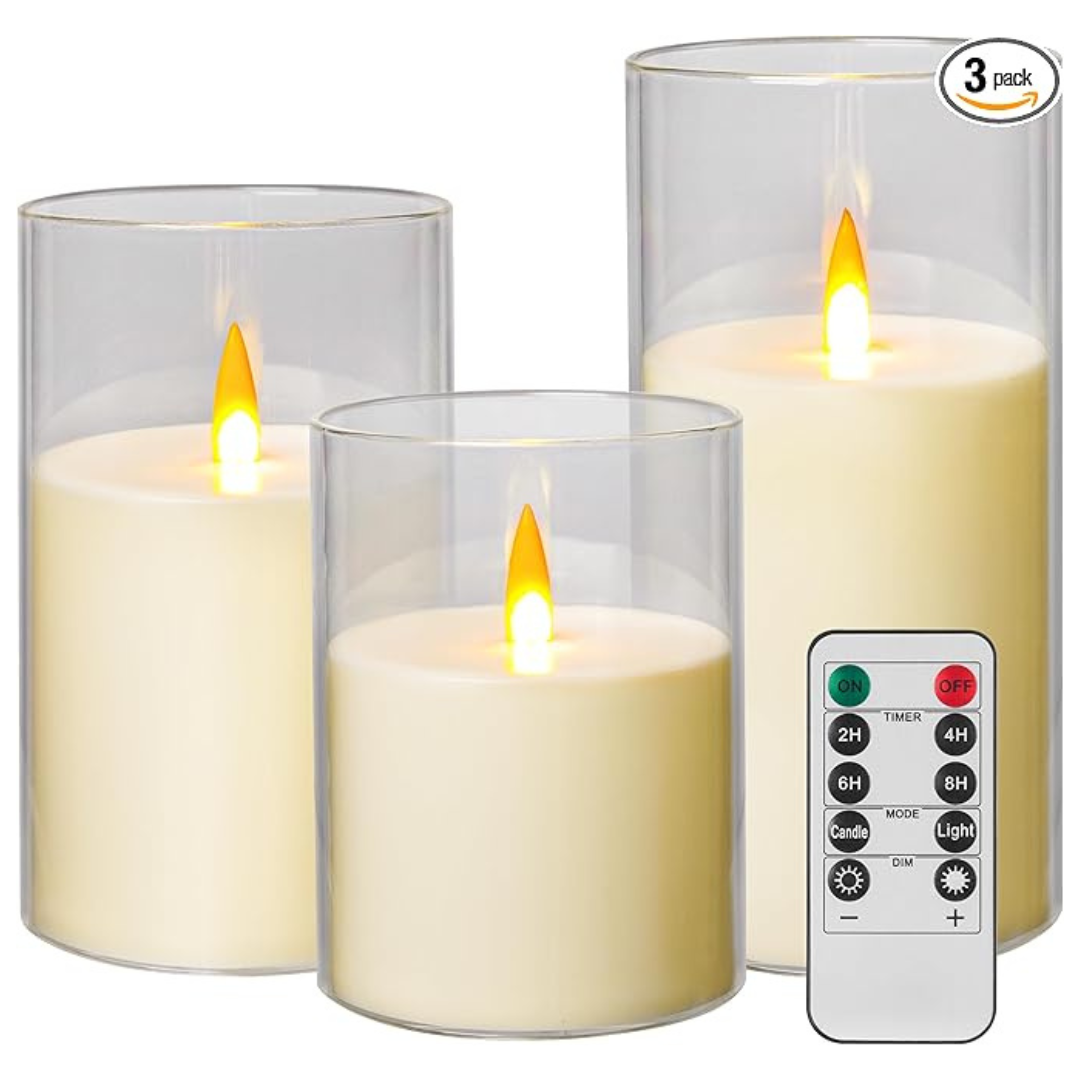 3-Pack Realistic Flickering Flameless Candles with Remote and Timer For Sale