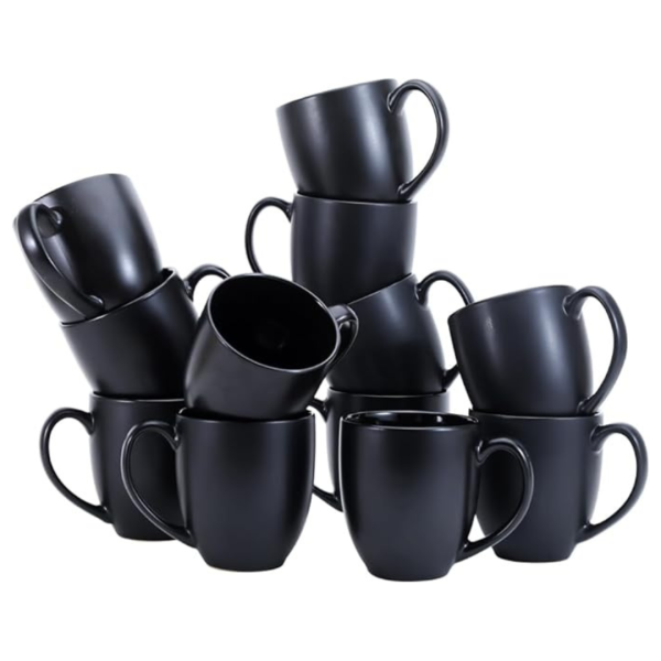 12-Pack Amazon Basics 16oz Matte Black Ceramic Coffee Mugs For Cheap