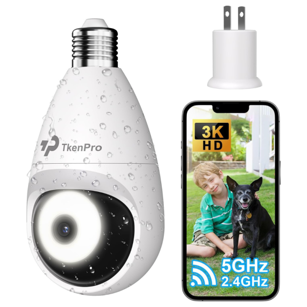 Wireless Outdoor 3K Light Bulb Security Cameras Hot on Sale