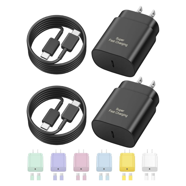 2-Pack 25W Super Fast Wall Charger With Cables Online Hot Sale