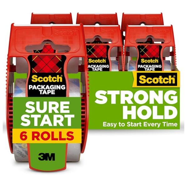 Scotch Sure Start Packing Tape, 6 Tape Rolls With Dispensers Discount