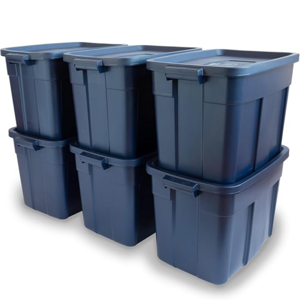 6-Pack Rubbermaid Roughneck 18 Gal Durable Stackable Storage Totes Fashion
