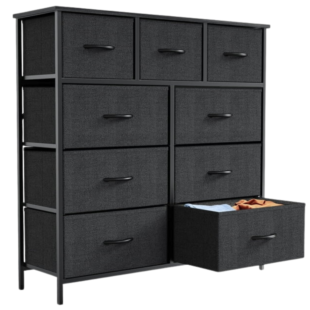 Yangming 9 Drawer Fabric Dresser For Bedroom (Black) Sale