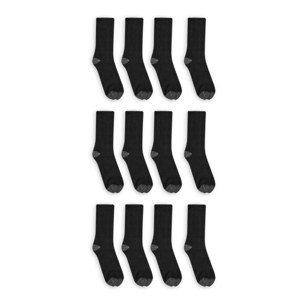 12-Pack Athletic Works Men s Crew Socks (3 Colors) Sale