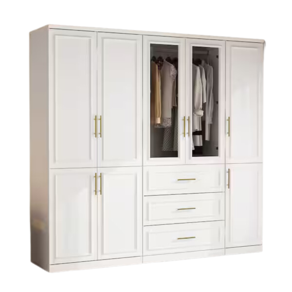 3-Combination White Wood 79.1 W 8-Door Big Armoires Online