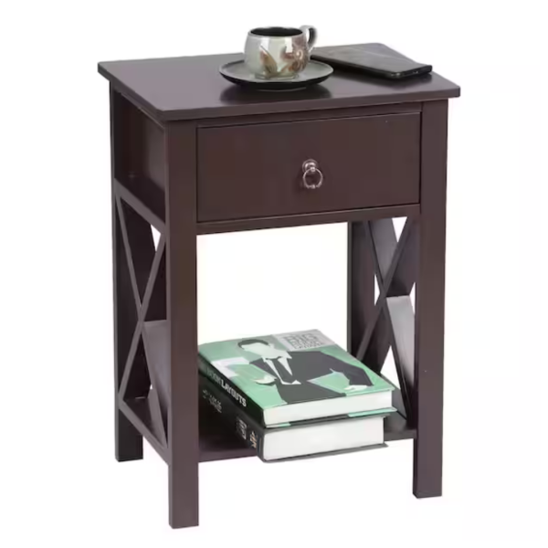Karl Home 1-Drawer Brown Nightstand Bedside Table For Discount