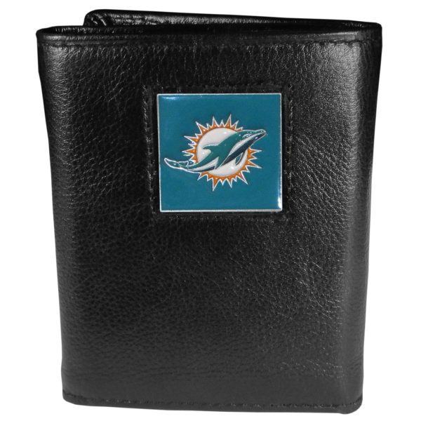 Miami Dolphins Leather Trifold Wallet Online Hot Sale - Image 2